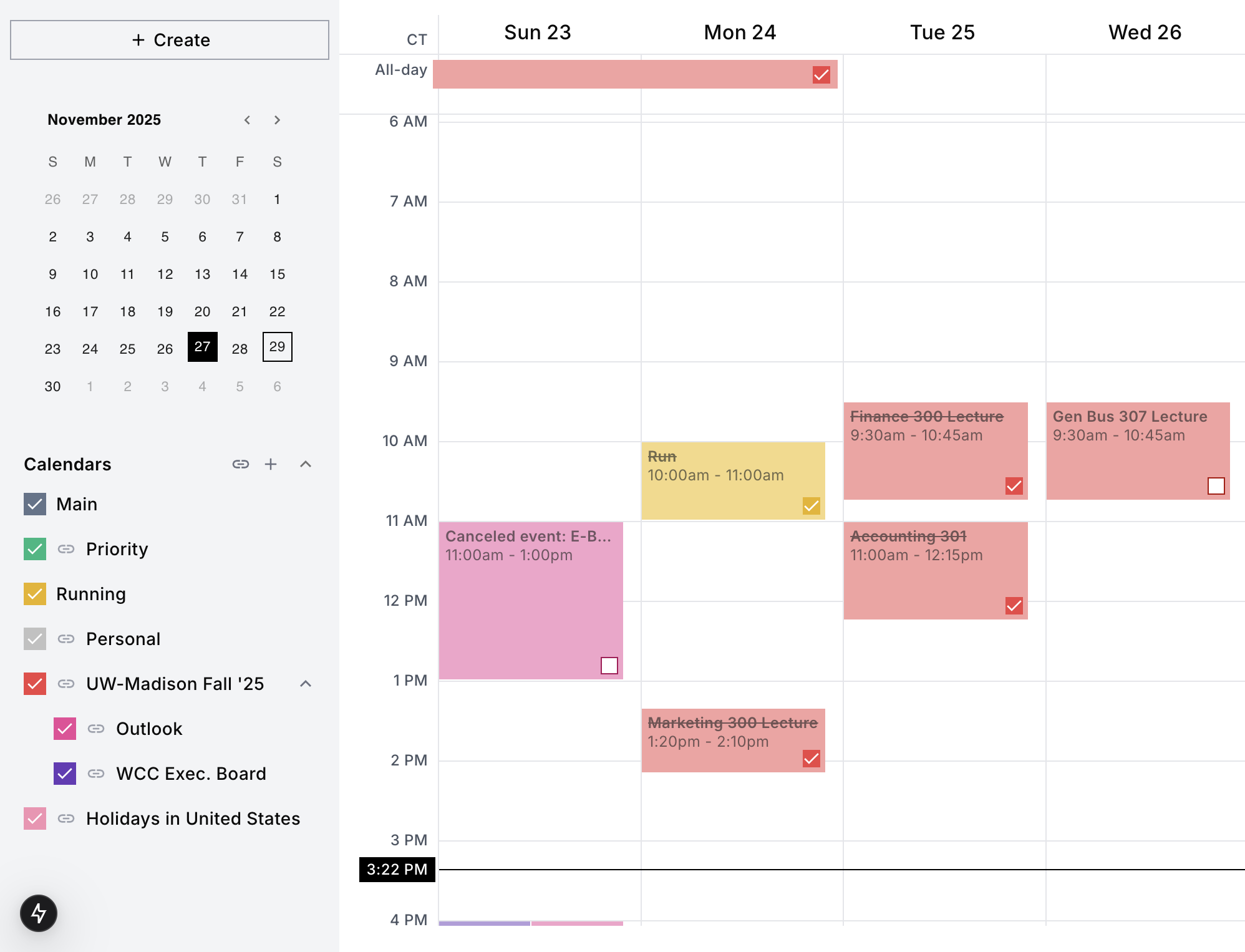 Subcalendars grouped under a parent calendar