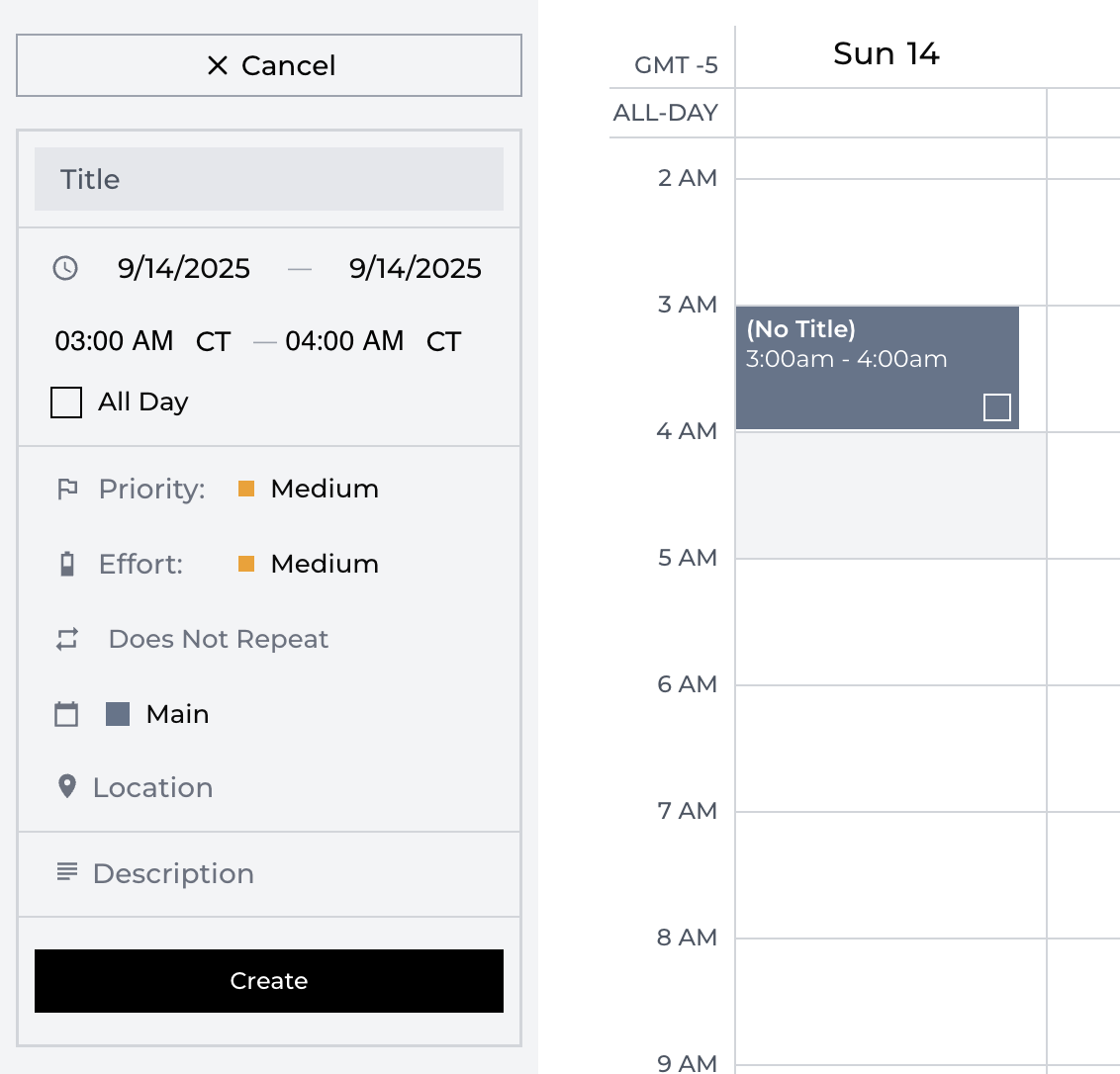 Placeholder events
